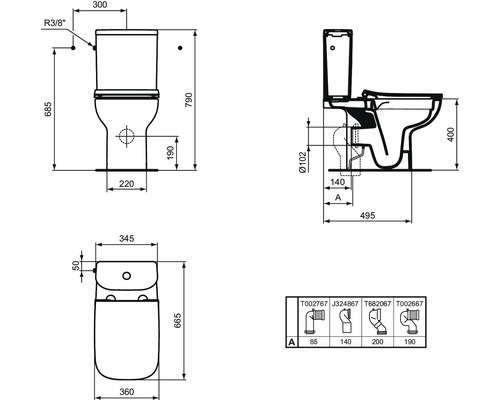 Ideal Standard i.life Een randloos, diepspoeltoilet, glanzend wit - met toiletzitting R045801