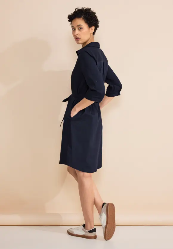 Cotton Hemdblusenkleid - deep blue