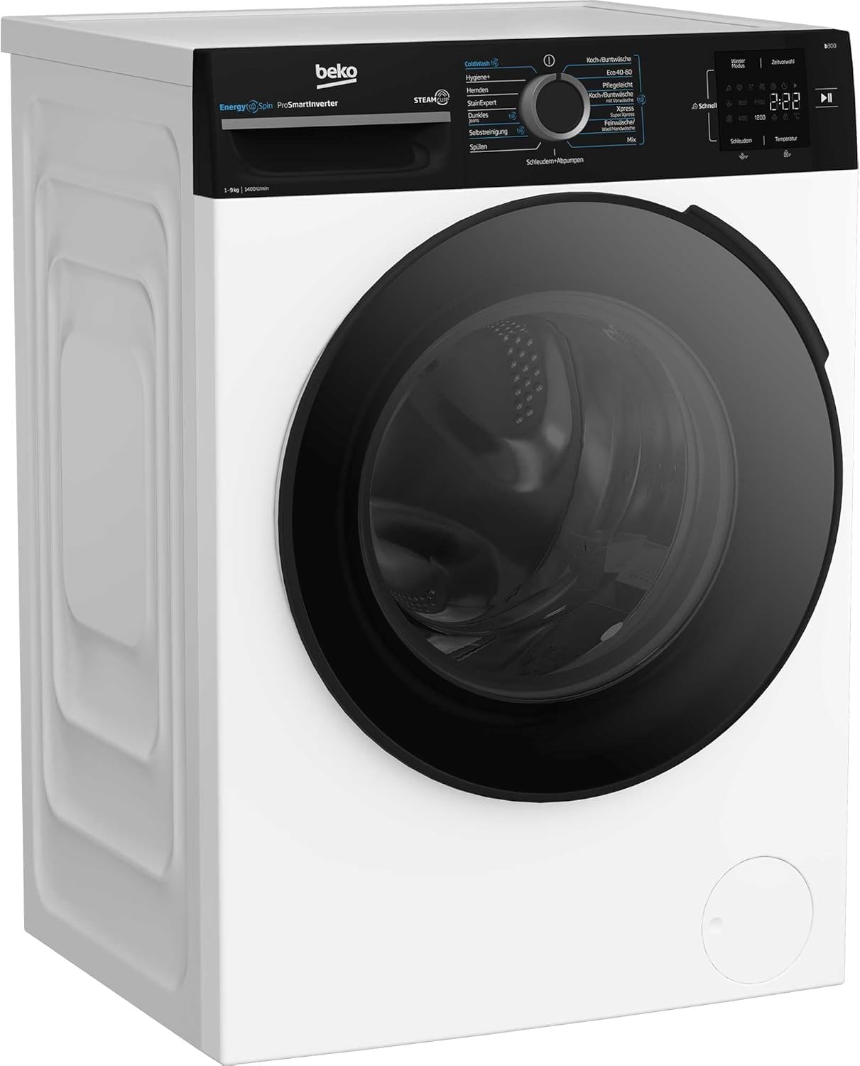 Beko BM3WFU3941R Waschvollautomat, Waschmaschine, 9 kg, EnergySpin, Schleuderwahl 1400 U/min, SteamCure Dampffunktion, allergikergeeignet, AquaWave Schontrommel, Weiß