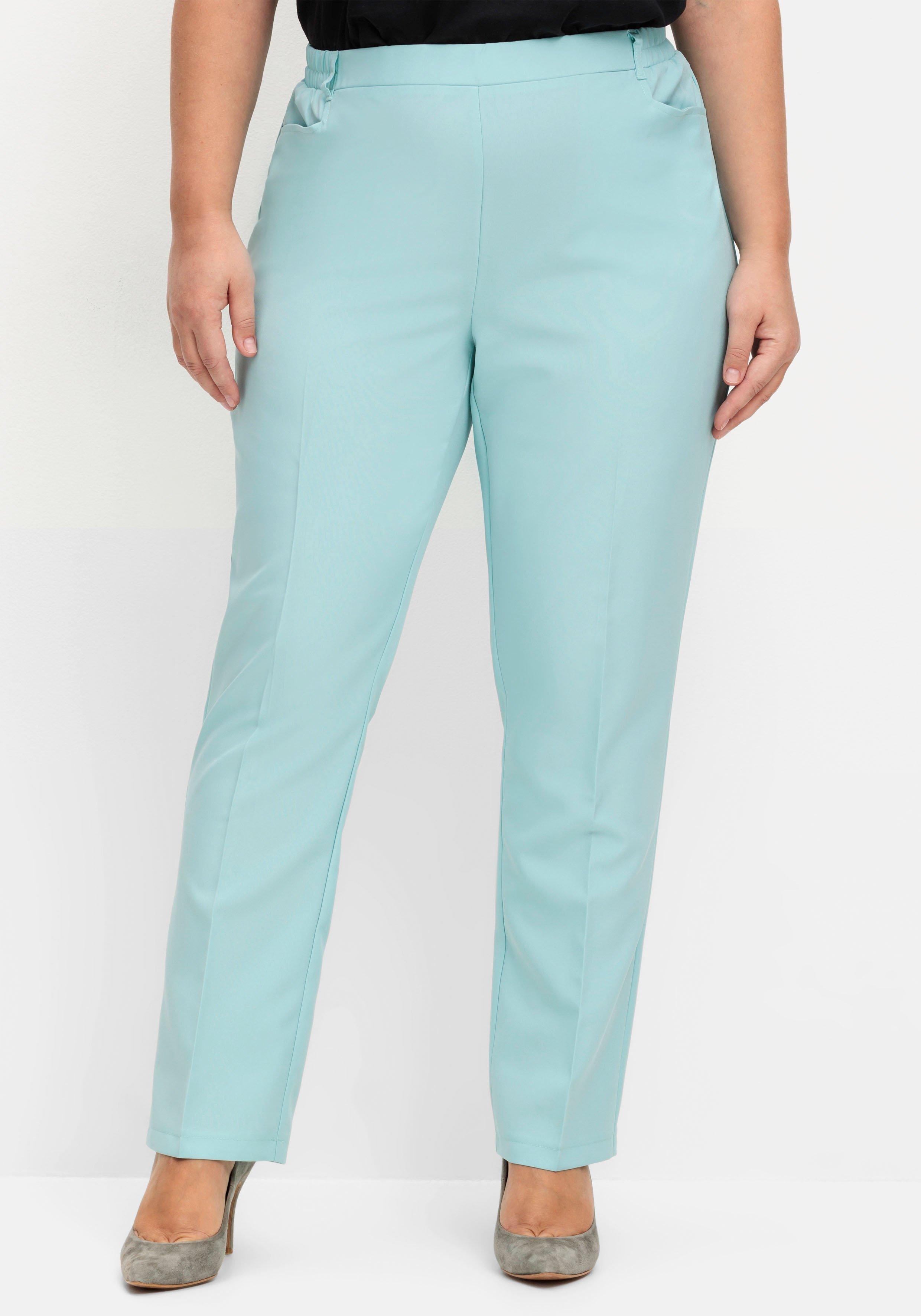 Gerade Hose mit Schlupfbund und Bügelfalten