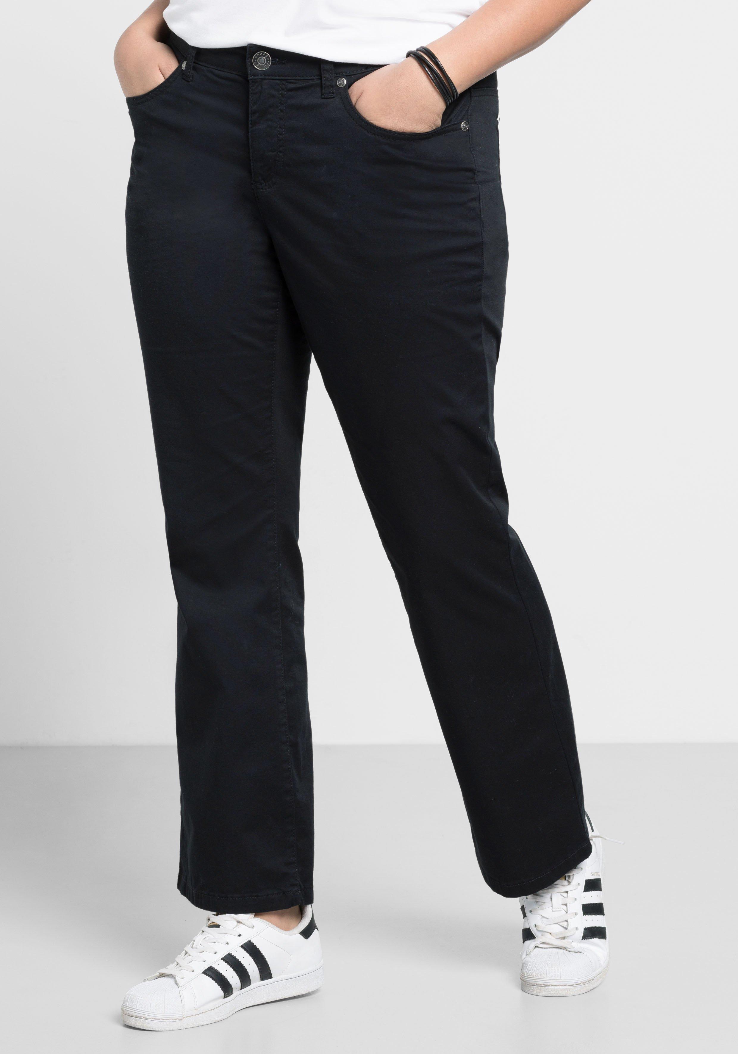 Bootcut-Hose aus elastischem Baumwoll-Twill
