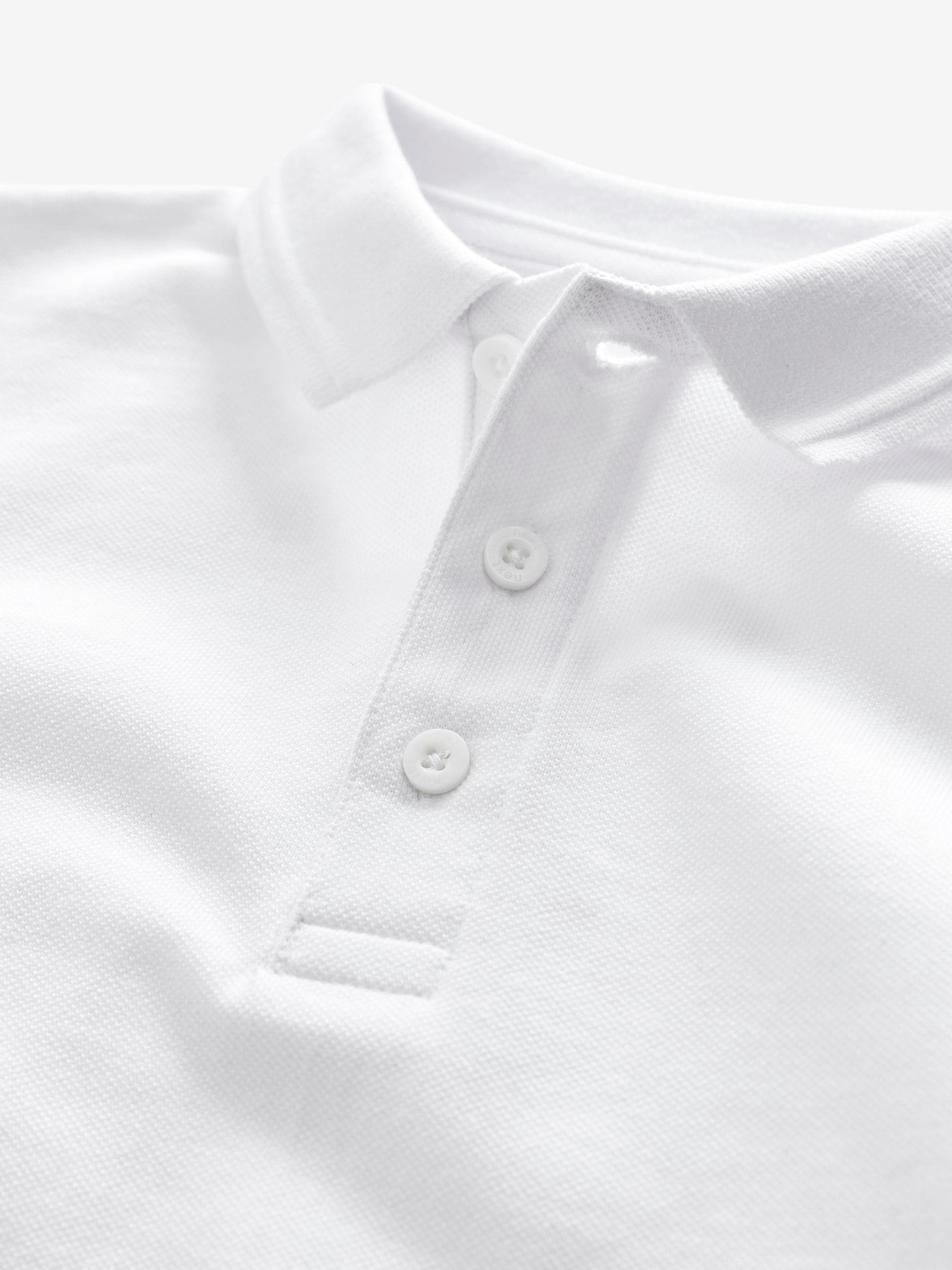 Wit - Verpakking van 5 100% katoenen schoolpoloshirts met lange mouwen (3-16 jr)