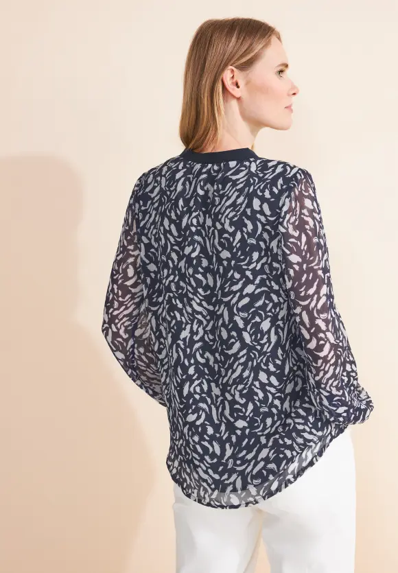 Print Chiffon Bluse - deep blue