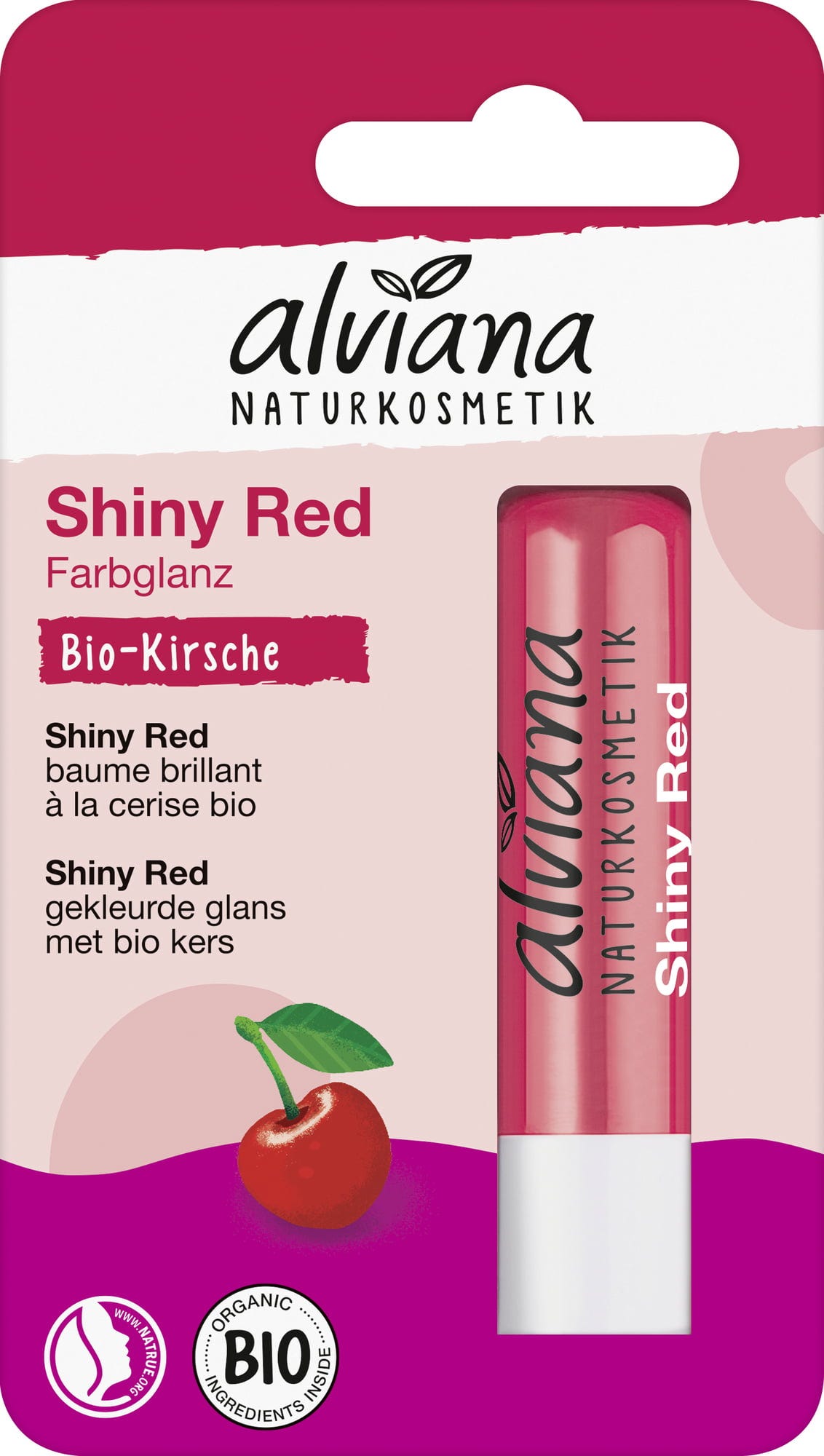 alviana Naturkosmetik  Lippenpflegestift Shiny Red, 4,50 g