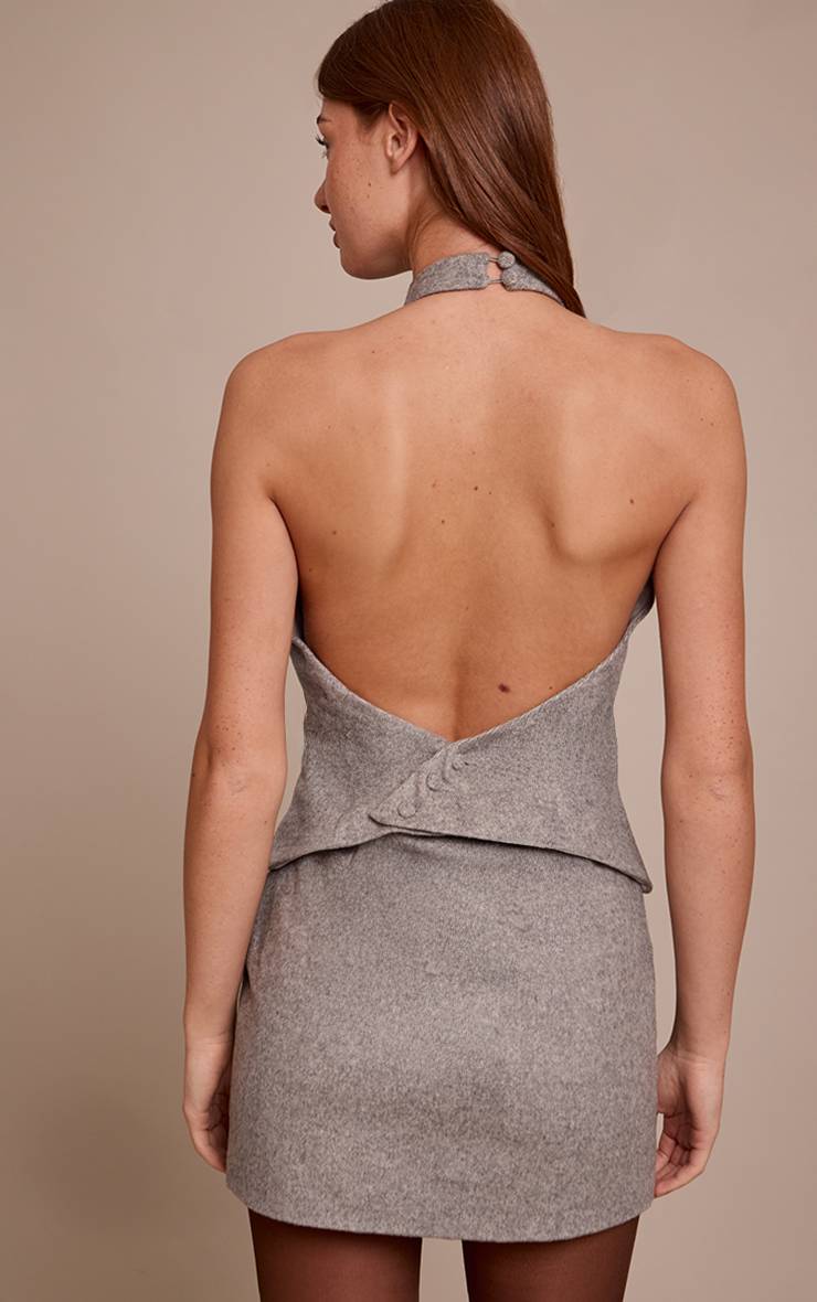 Gris Robe Moulante À Col Montant Avec Détail Superposé Effet Laine