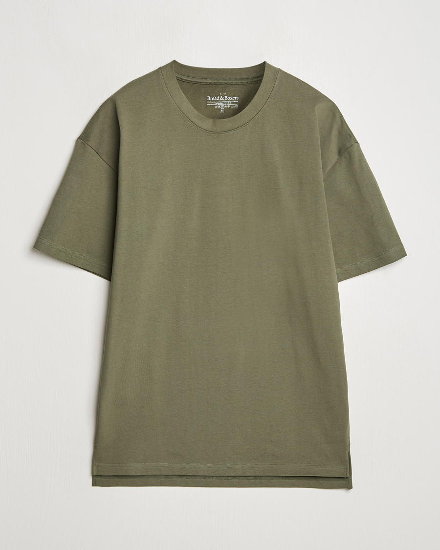 Bread & Boxers Textured Heavy Crew Neck T-Shirt Khaki Green