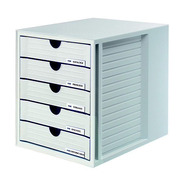 Module System-box 5 tiroirs fermés Han coloris gris