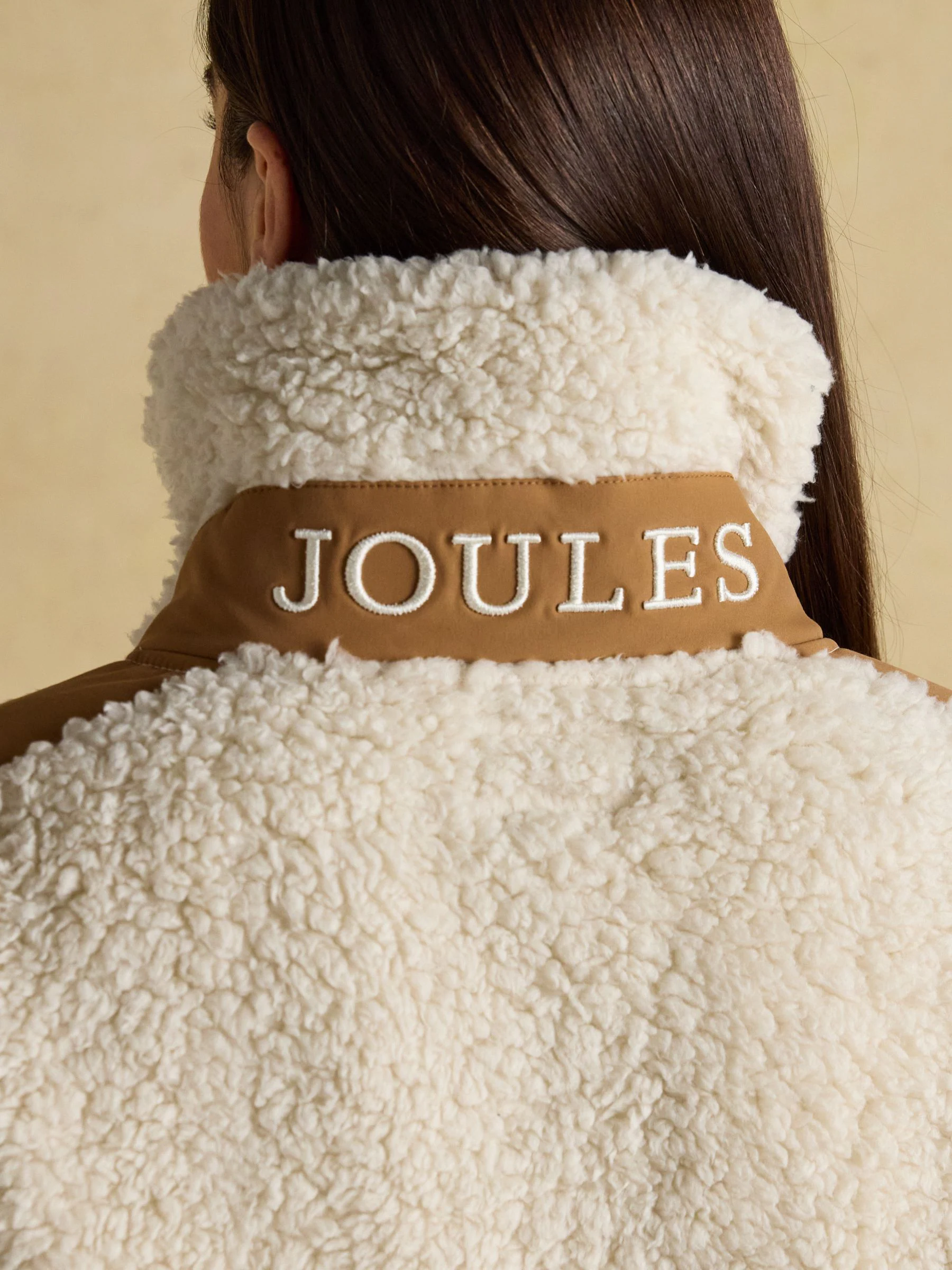 Crème - Joules Tilly Borg fleece met kwartrits