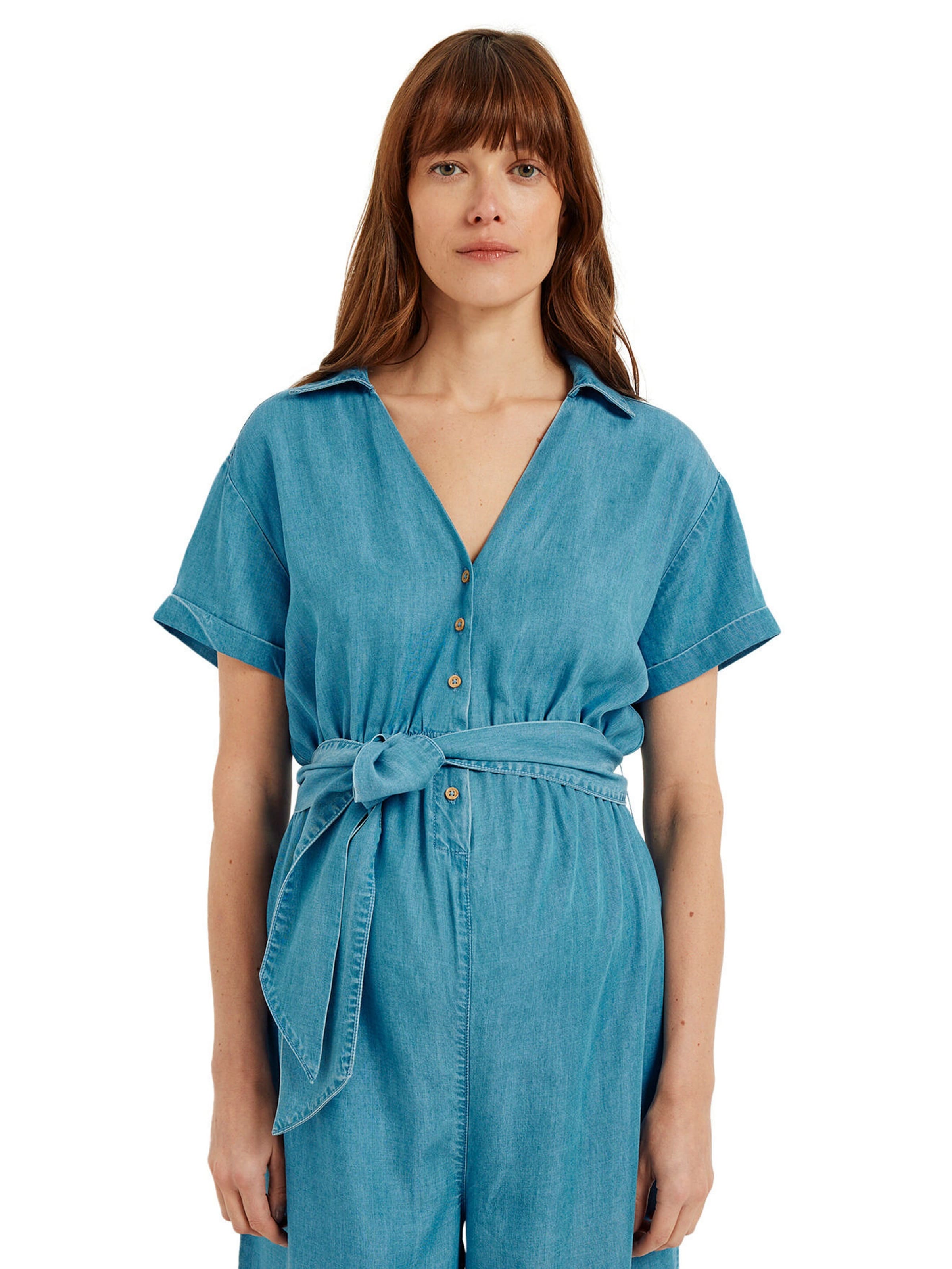 Vertbaudet Kurzärmeliger Jumpsuit für Schwangerschaft und Stillzeit aus Lyocell blue stone