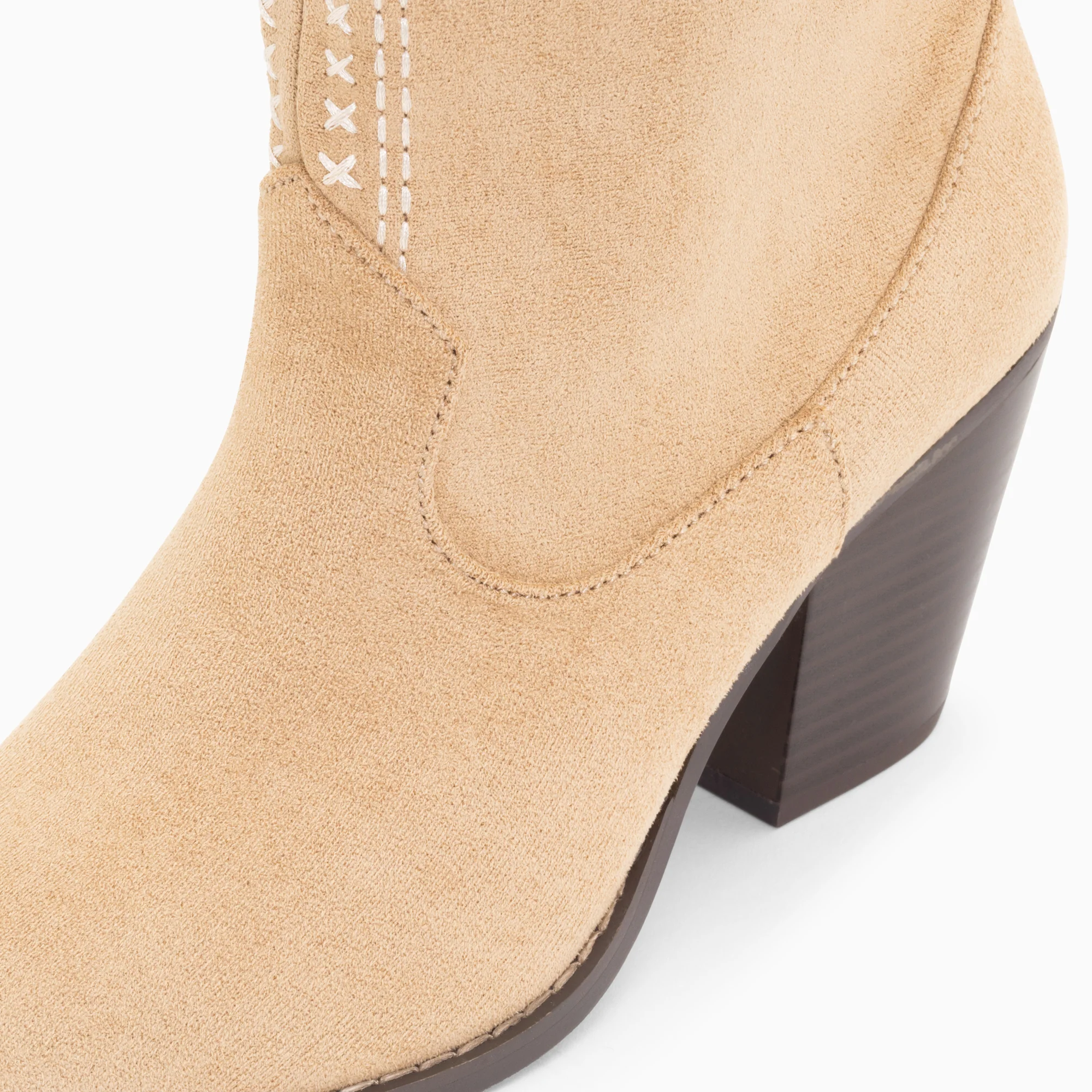 Bottines-Bottines santiags Danae montantes beiges à broderies