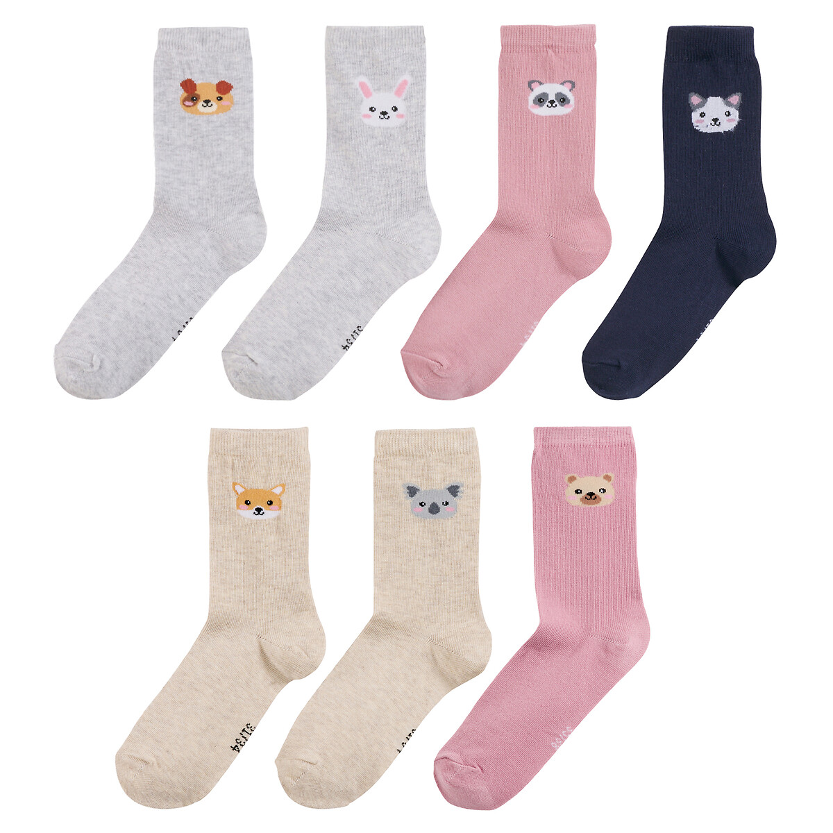 COLEÇÃO LA REDOUTE<br>Conjunto de 7 pares de meias com estampa animal