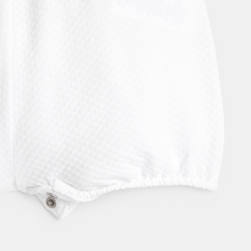 Combinaison maille fantaisie broderies irisées blanc naissance
