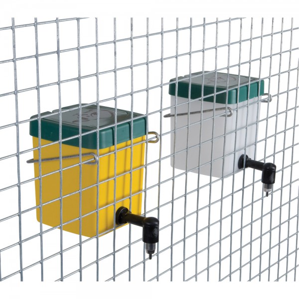 Garrafas de água para coelhos/roedores com recipiente e tampa articulada para pendurar.