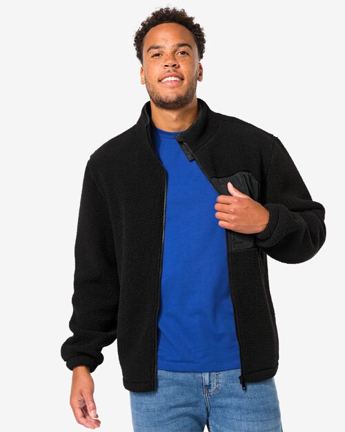 veste teddy pour hommes noir
