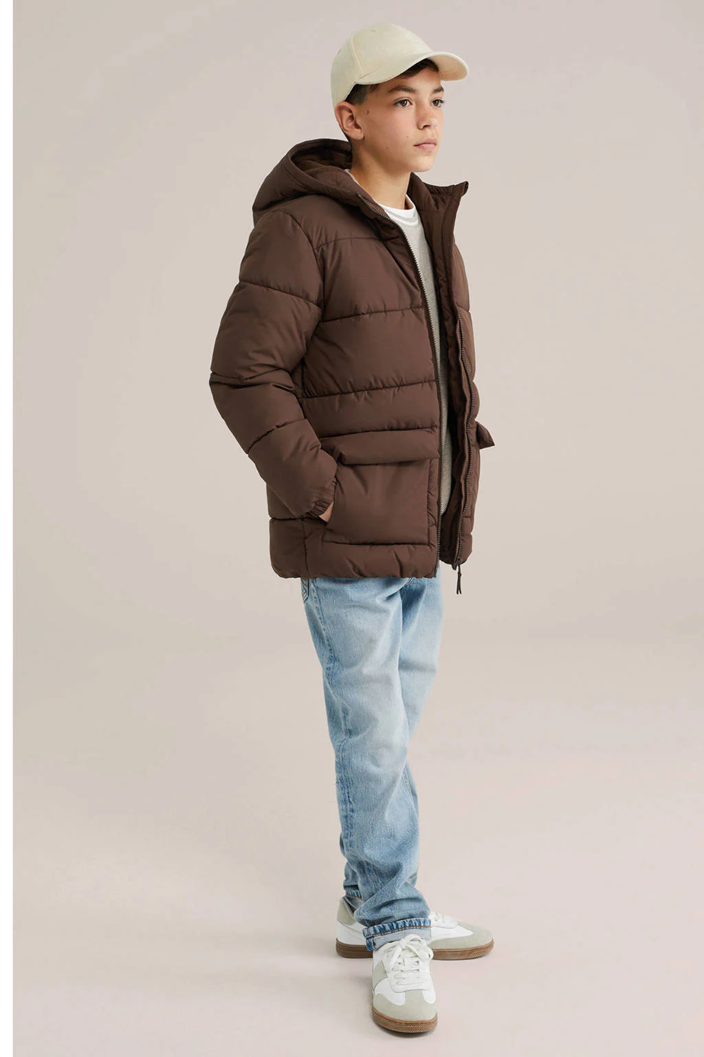 WE Fashion Blue Ridge gewatteerde jas bruin