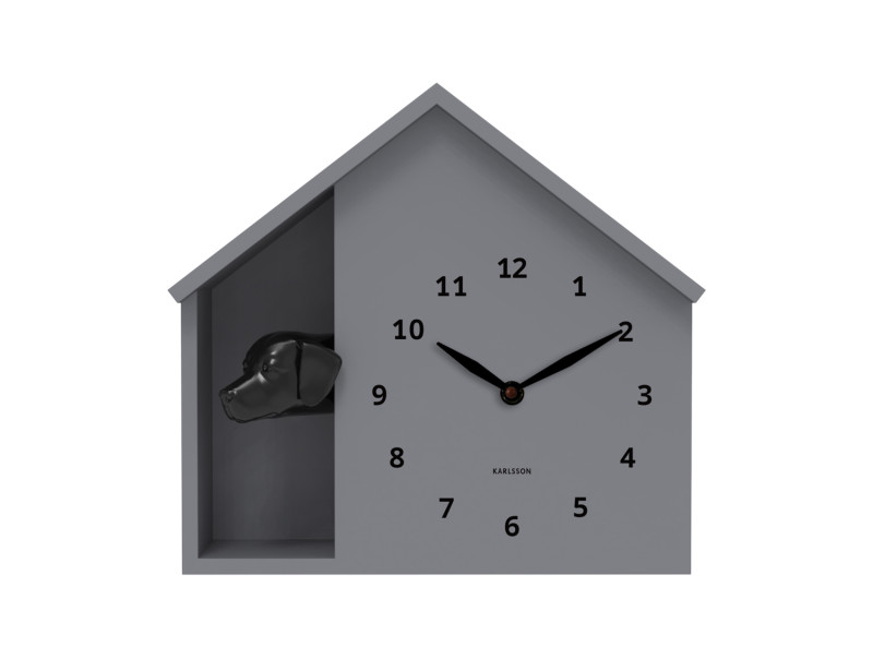 Wall Clock Peeking Doggy KA6097GY Mouse grey