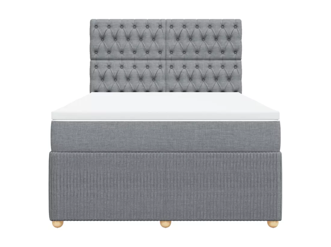 Sommier à lattes de lit avec matelas Gris clair 160x200cm Tissu