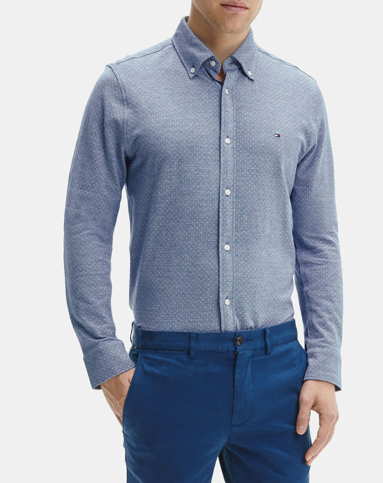 Tommy Hilfiger Chemise slim 1985 Knitted Dobby bleu marine