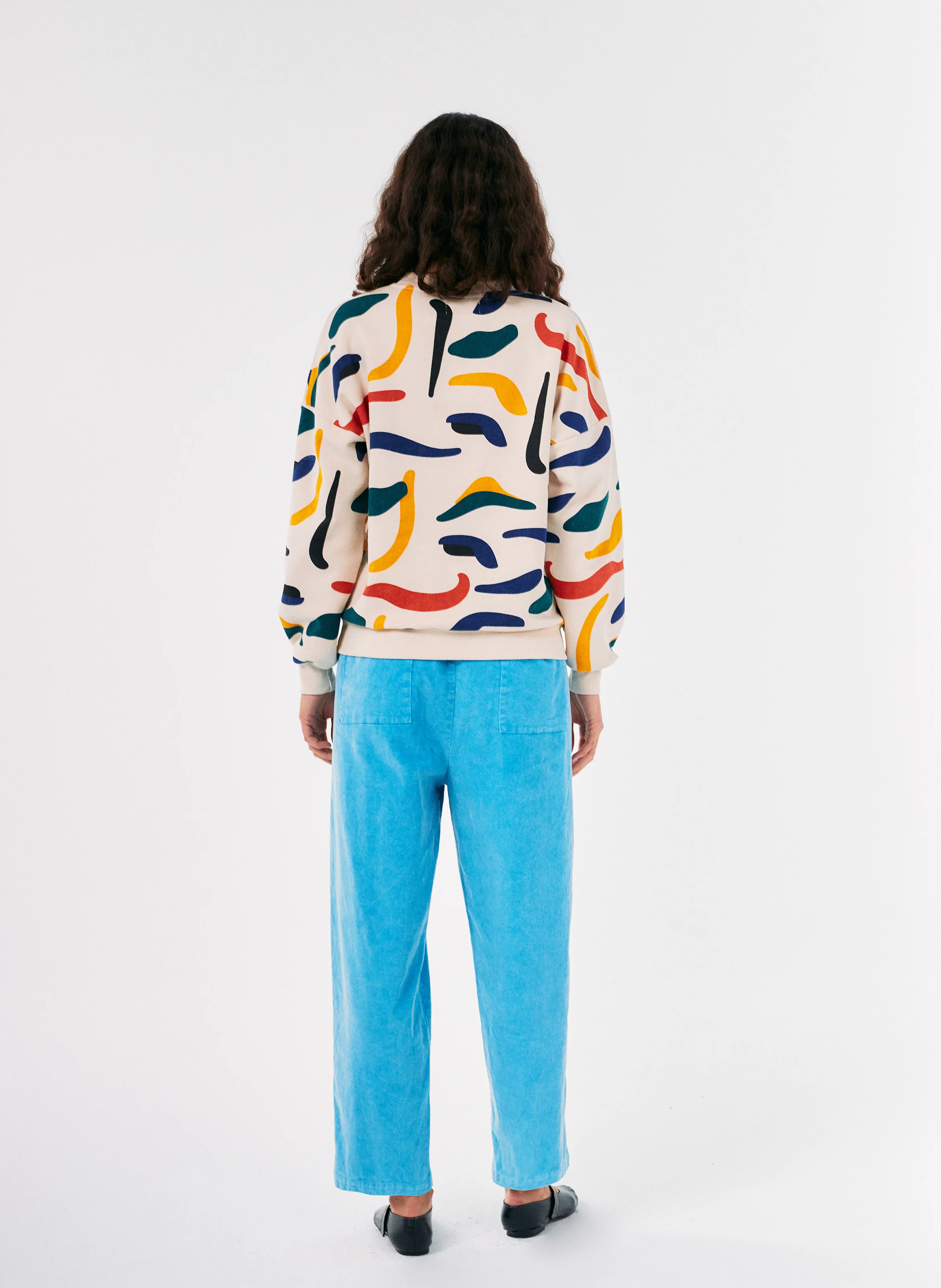 Sweat col rond en coton bio | Multicolore