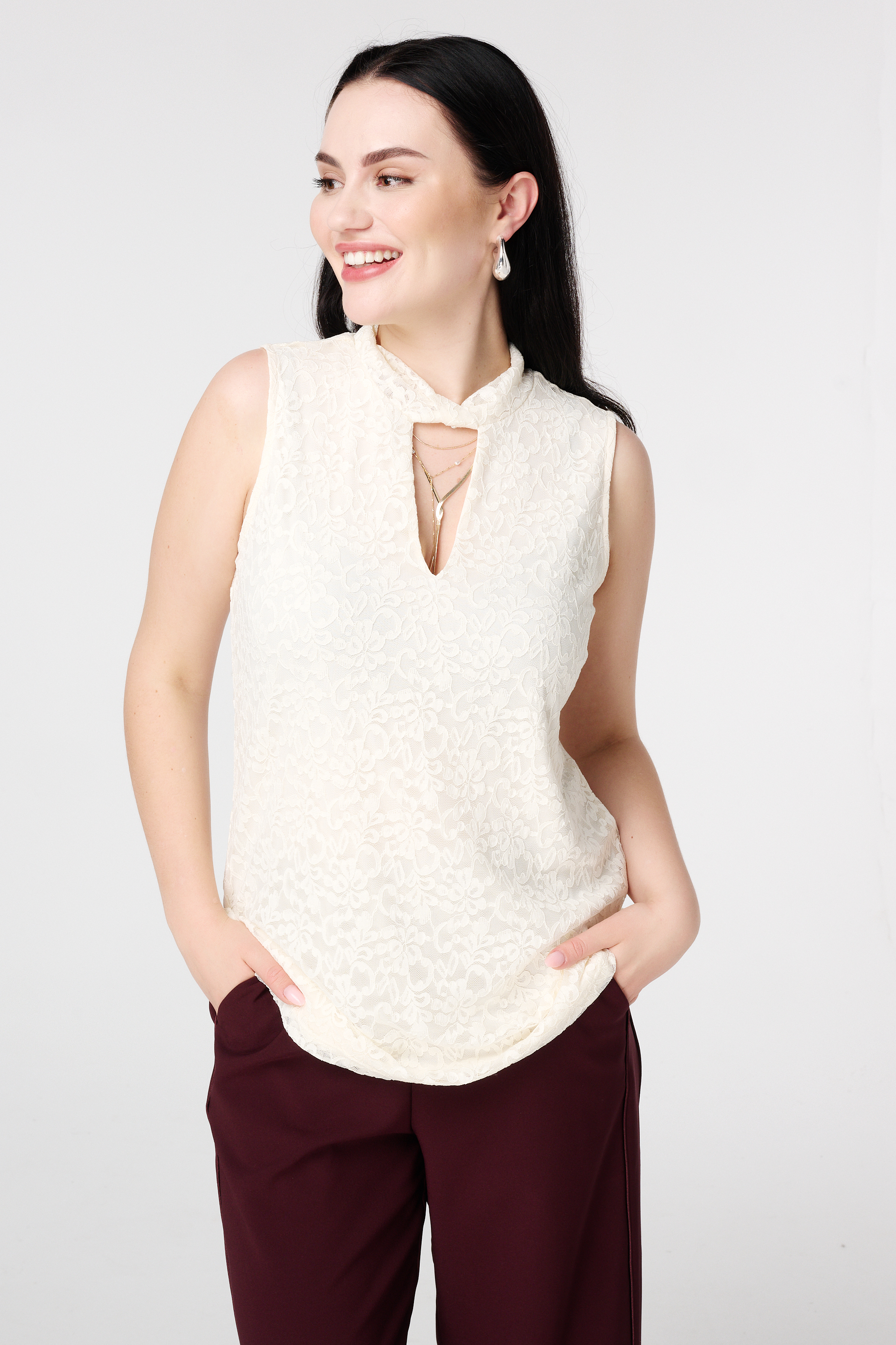 Top met kant Cream