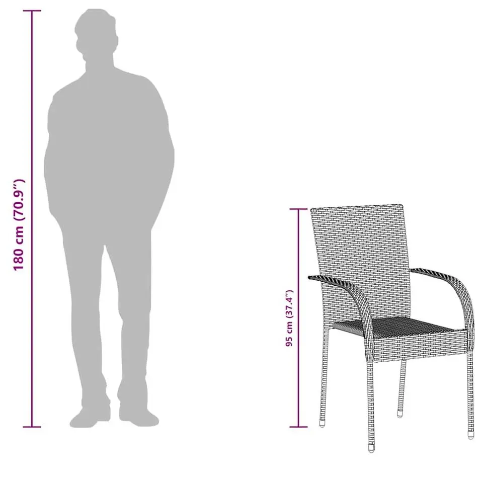 vidaXL Tuinstoelen stapelbaar 2 st poly rattan zwart