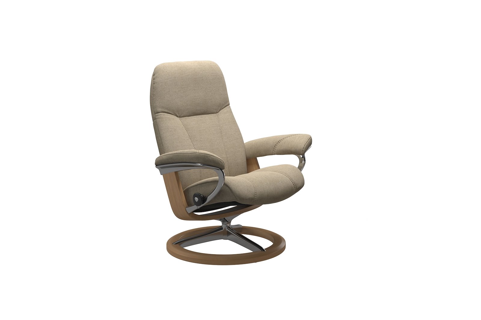 Consul lenestol Tekstil Peony Beige - Signature Chrome - Eik