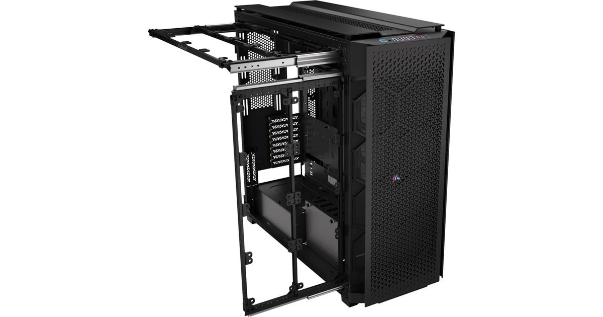 CorsairiCUE LINK 9000D RGB AIRFLOW big tower behuizing  (Zwart | 4x USB-A | 2x USB-C | Tempered Glass)