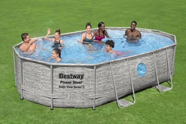 Bestway Power Steel 56946, 10949 L, Indrammet pool, Voksen & barn, Stige, Brun, 64,7 kg