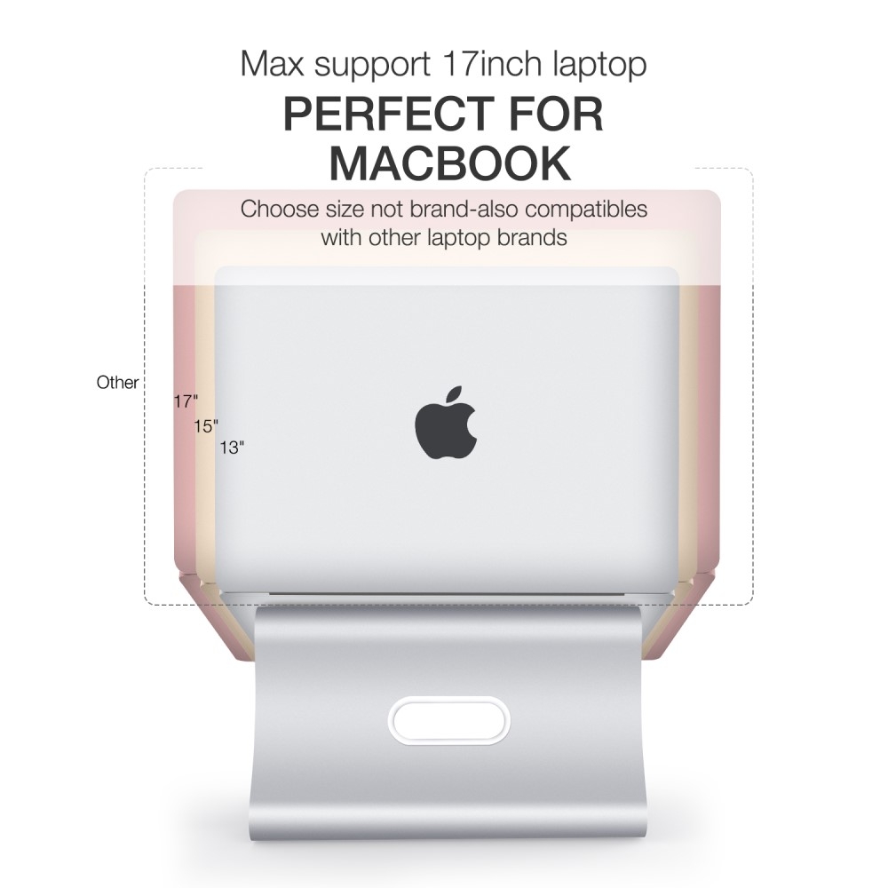 Passiv Kühlender MacBook / Laptop Alu Ständer Halterung - Silber