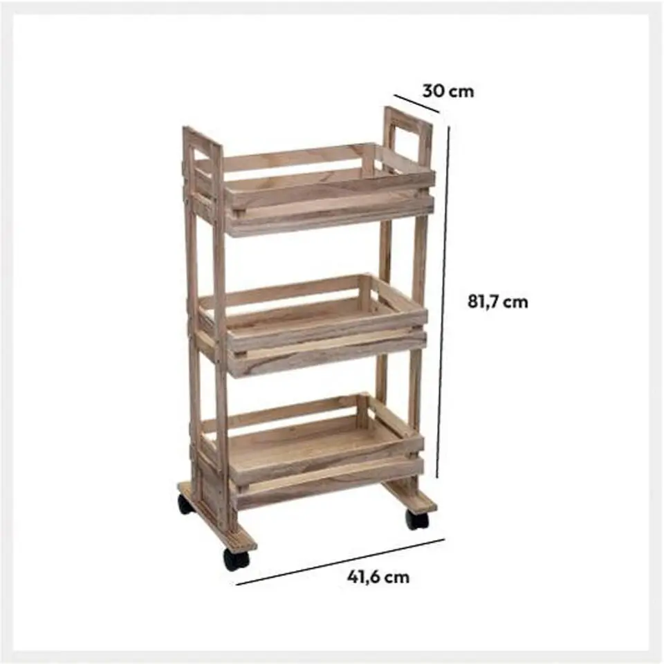 5Five Keukentrolley/kast - bruin - hout - 82 x 42 x 30 cm - 3 niveaus - fruitkis