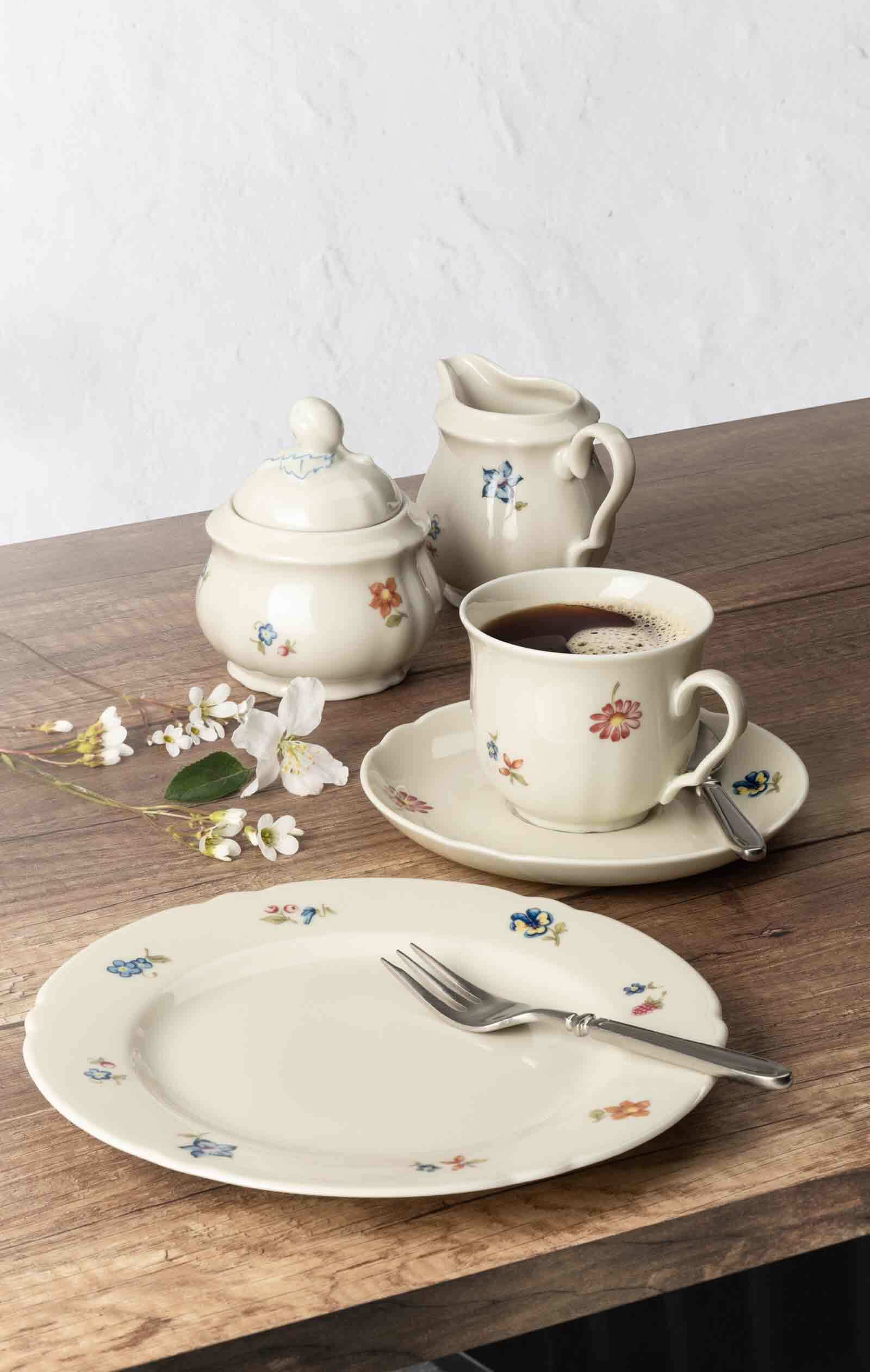 Seltmann Weiden Kaffeeservice Marieluise Elfenbein Blütenmeer 20er Set