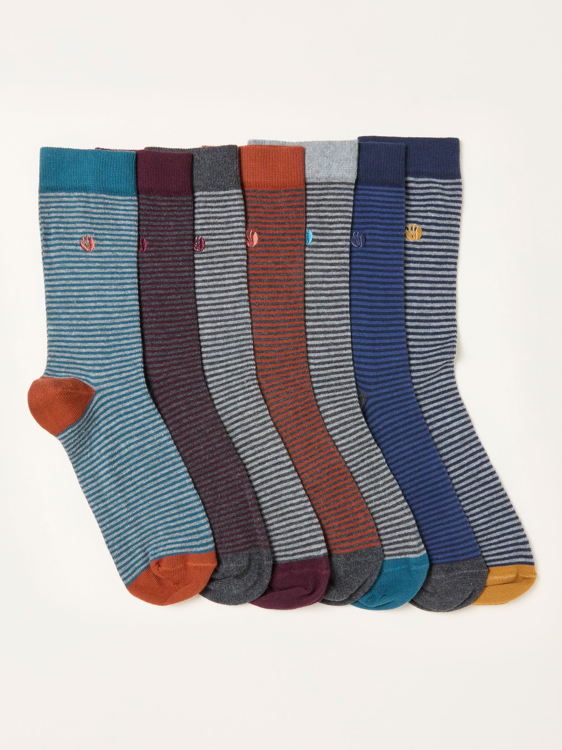 FatFace 7 Pairs of Fine Stripe Socks