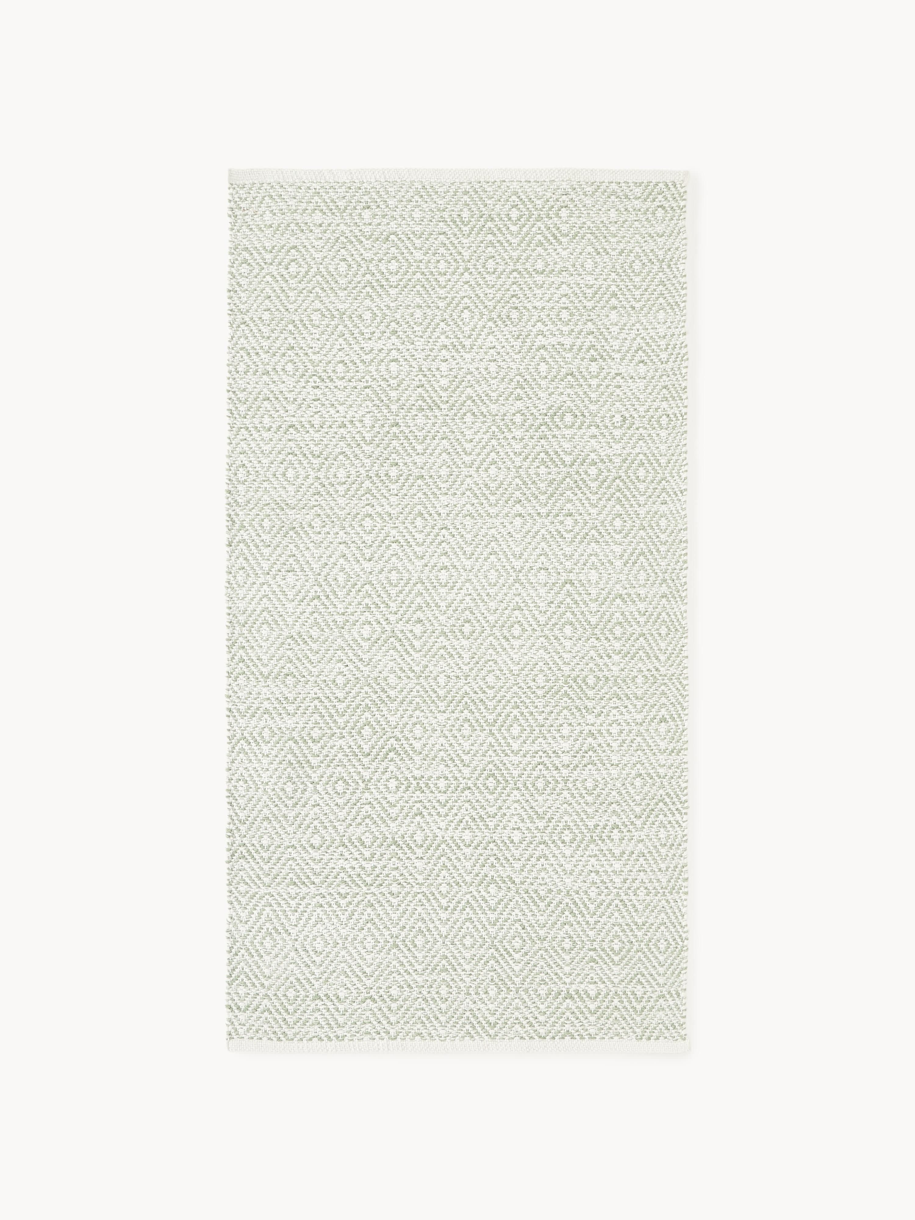 Handgeweven outdoor vloerkleed Rika met vintage ruitjesmotief