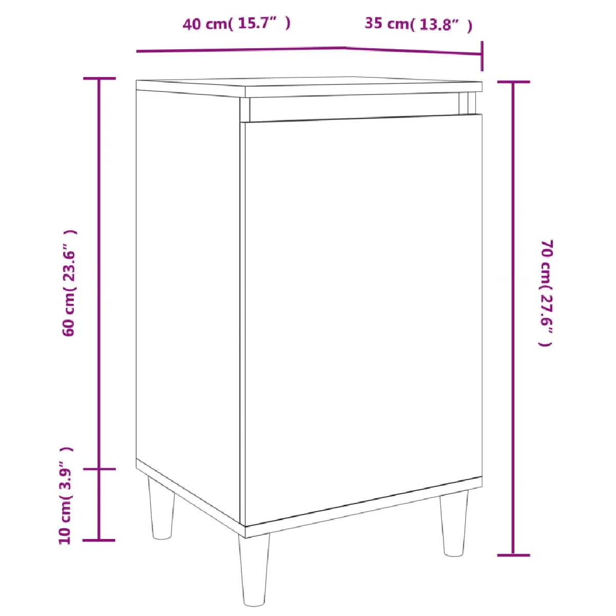 vidaXL Table de chevet noir 40x35x70 cm