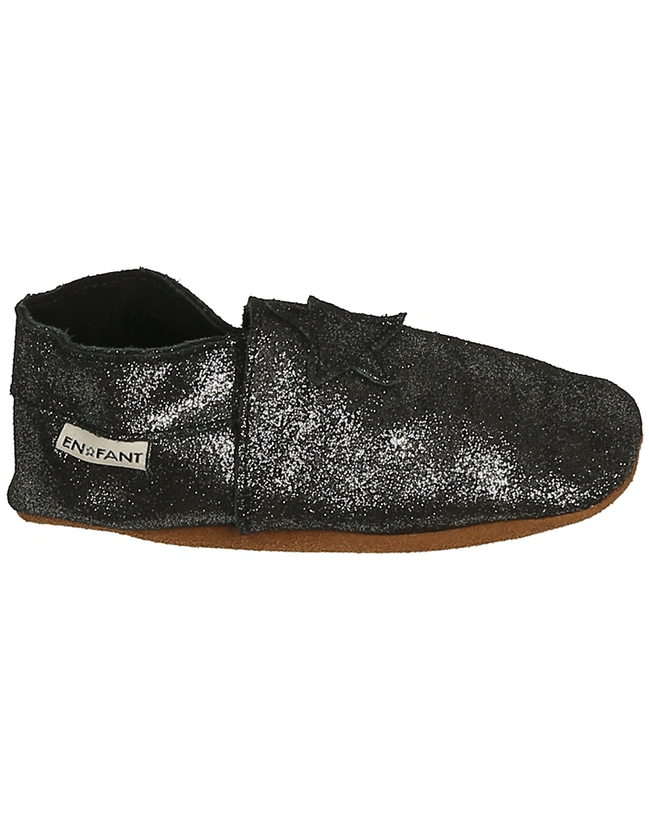 Krabbelschuhe STAR GLITTER in schwarz