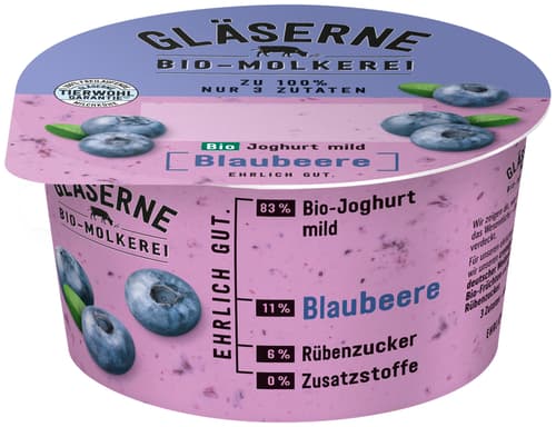 Gläserne Molkerei BIO Joghurt pur Blaubeere
