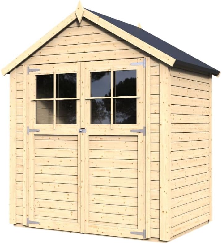 Gerätehaus Osterbek aus Fichten-Holz, Gartenhaus mit 14mm Wandstärke, Holzhaus, Geräteschuppen 202 x 131 cm, Satteldach