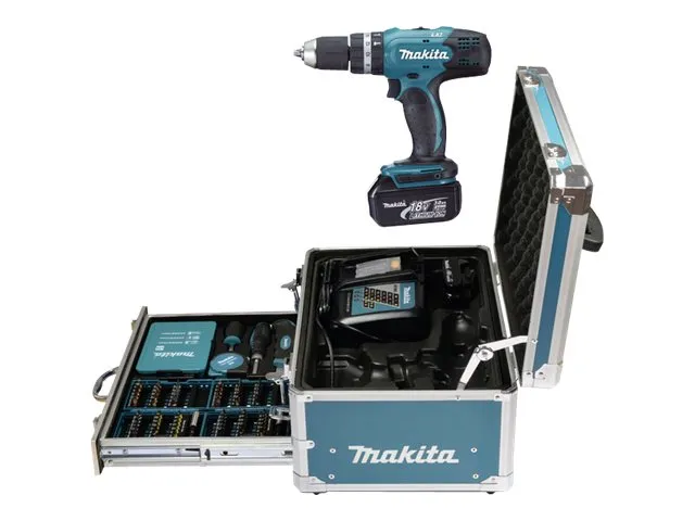Makita DHP453RFX2 - Hammerbor/skruemaskine - ledningfri - 2-hastigheders - nøgleløs borepatron 13 mm - 42 N·m - 2 batterier - 18 V