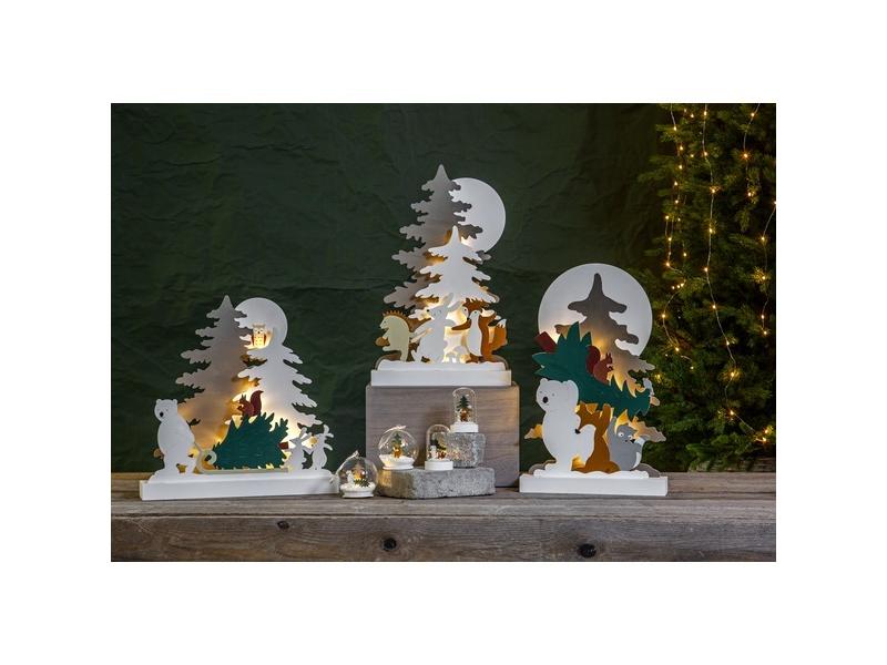 Star Trading Tischdeko Forest Friends, 45 cm, Holz Beleuchteter Wald mit Tieren