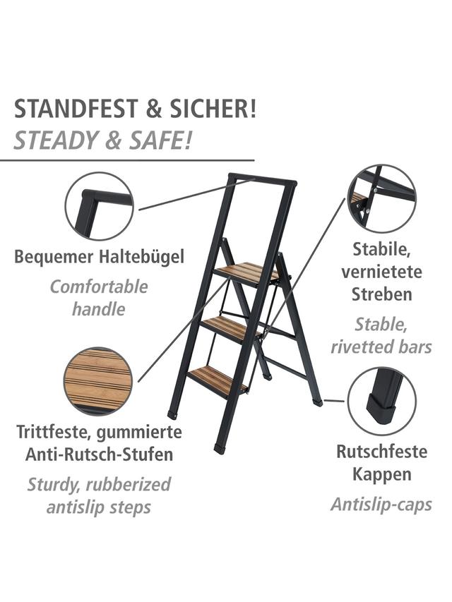 Trittleiter aus Aluminium, klappbar, 3 Stufen