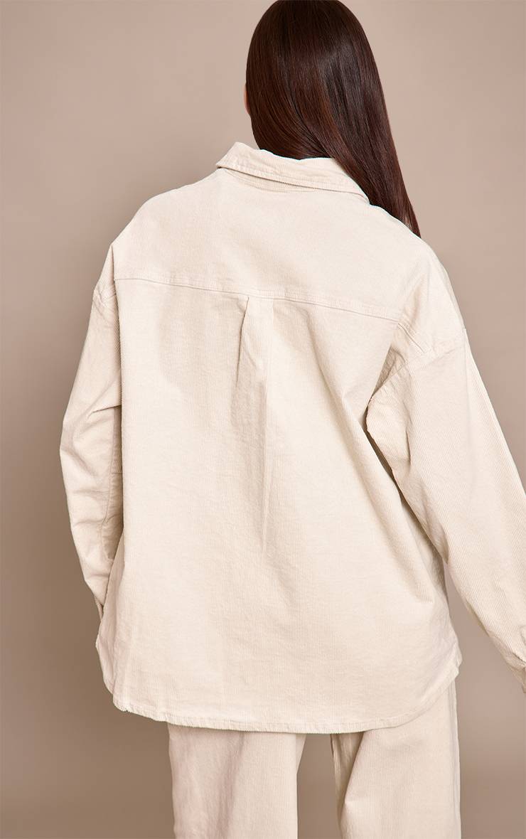 Ecru Chemise En Velours Côtelé Délavé