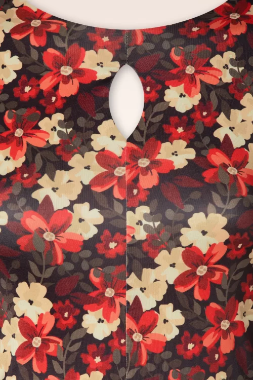 Vintage Chic for Topvintage Martha floral swing jurk in zwart en oranje