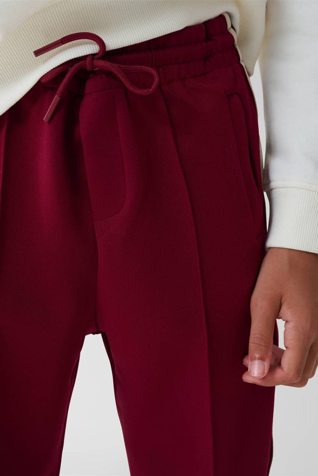 Shoeby joggingbroek donkerrood/zwart/wit