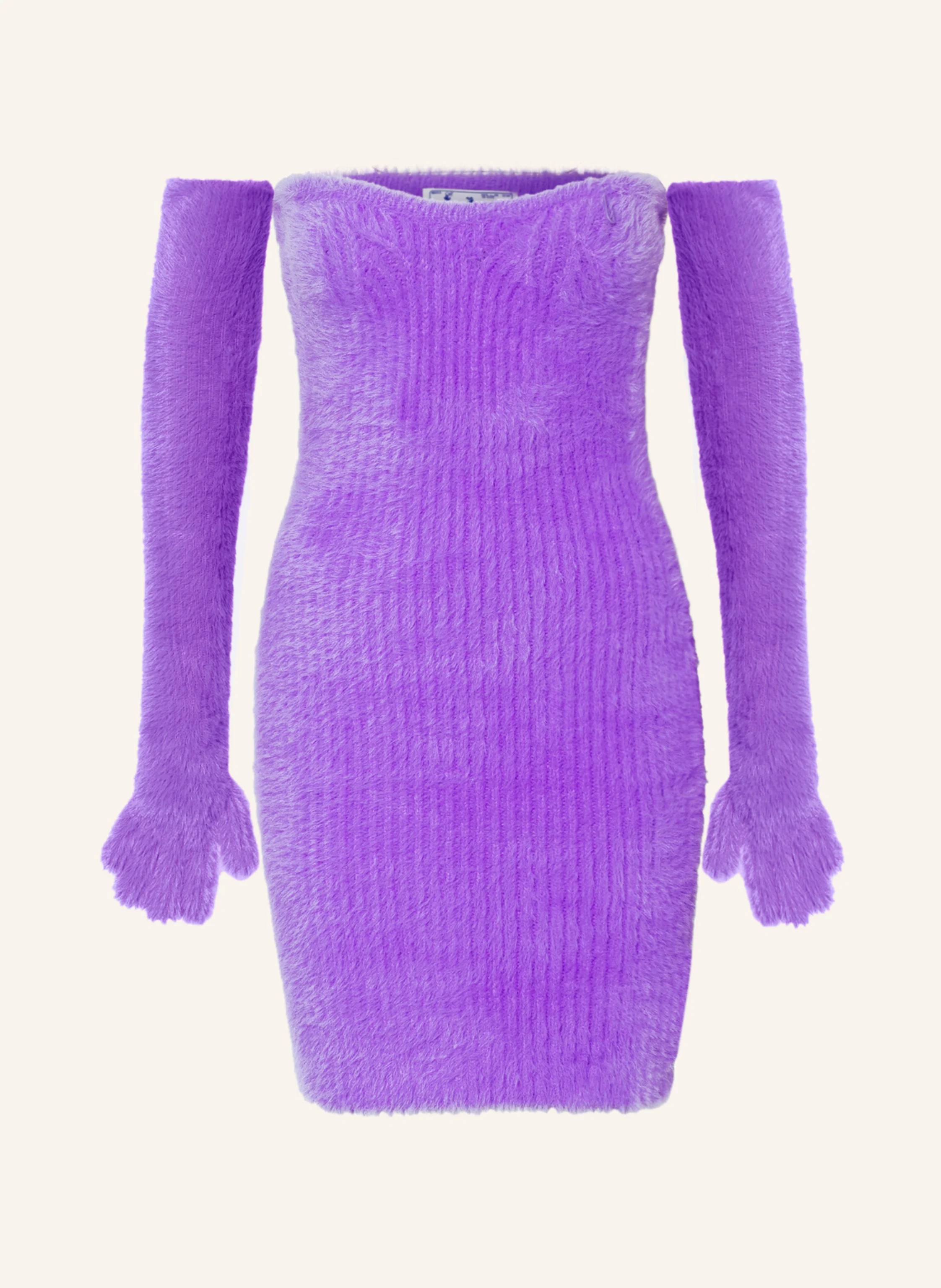Off-White Off-Shoulder-Kleid mit Handschuhen