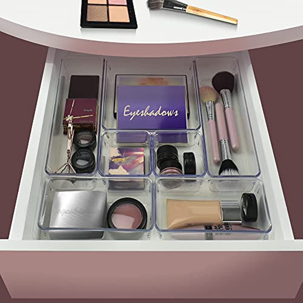 Organizador Modular Acrimet para Gavetas, Bancadas e Arm&aacute;rios, Pl&aacute;stico Transparente, Kit com 7 Potes Sortidos