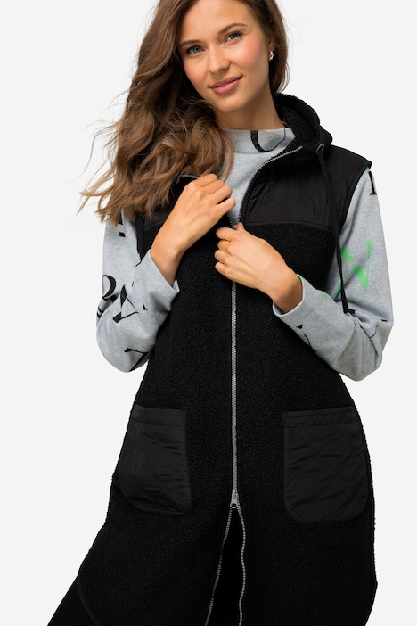 Weste, Teddyfleece und Stepp, Kapuze, 2-Wege-Zipper, OEKO-TEX