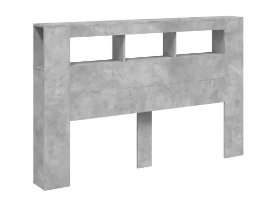 Tête de lit à LED gris béton 160x18,5x103,5cm bois d'ingénierie