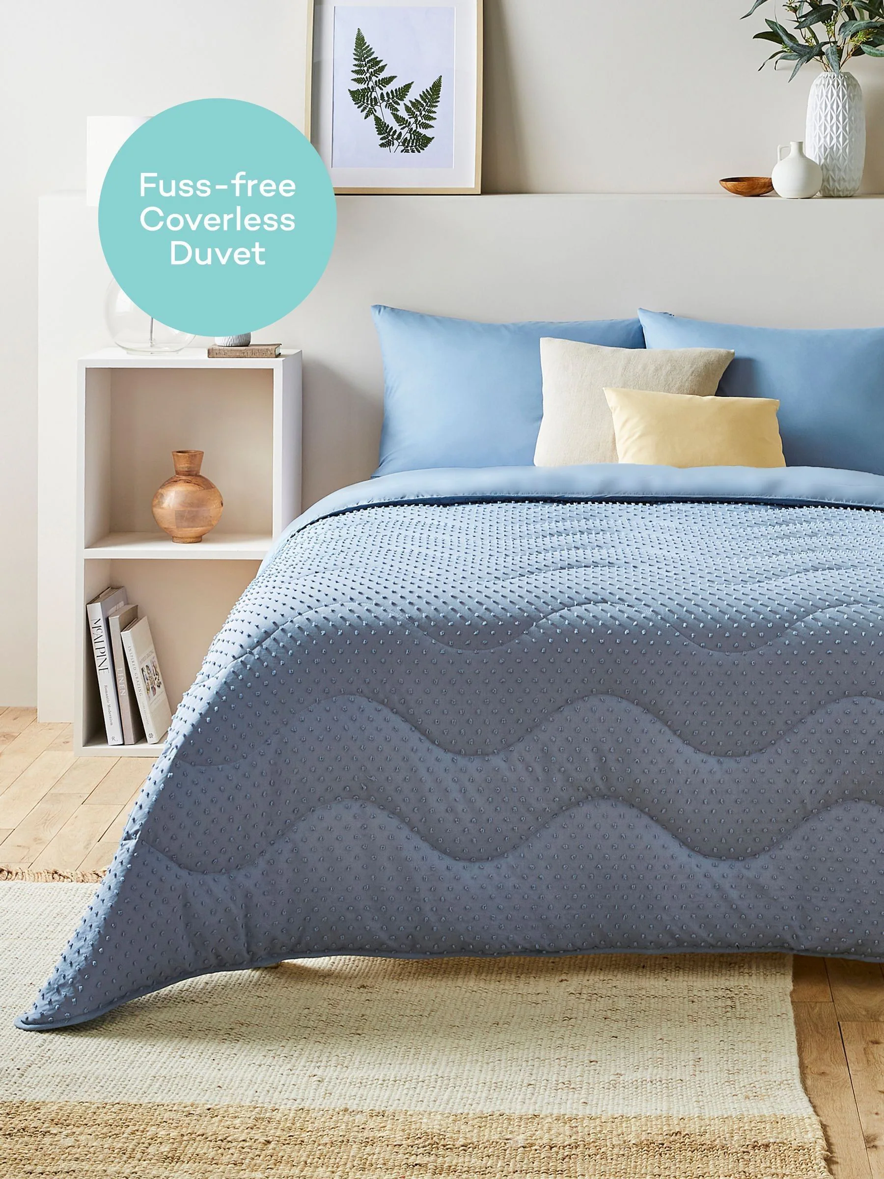 Night Lark Tufted Dot Coverless Duvet and Pillowcase Set