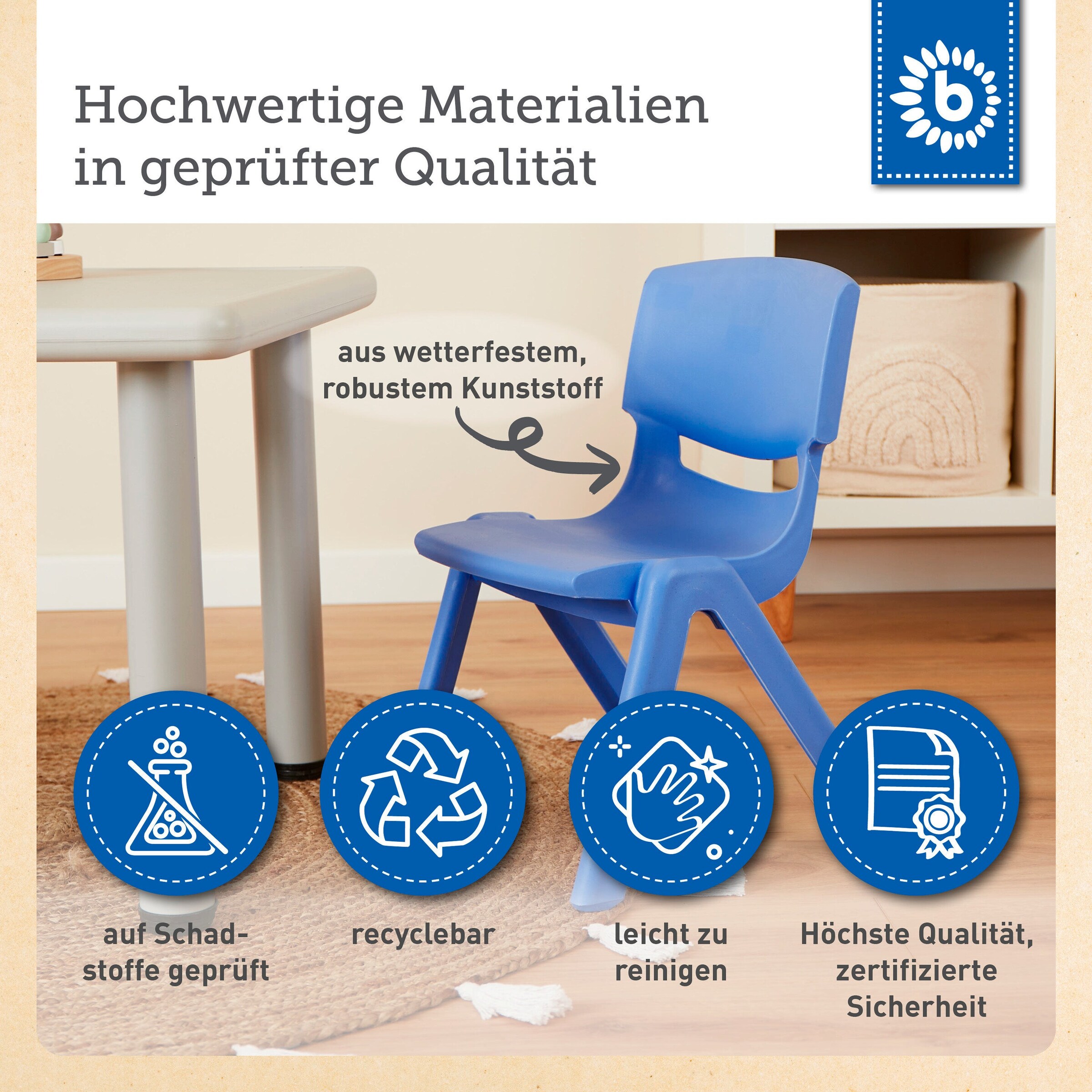 Bieco Kinderstuhl bis 80 kg belastbar Blau
