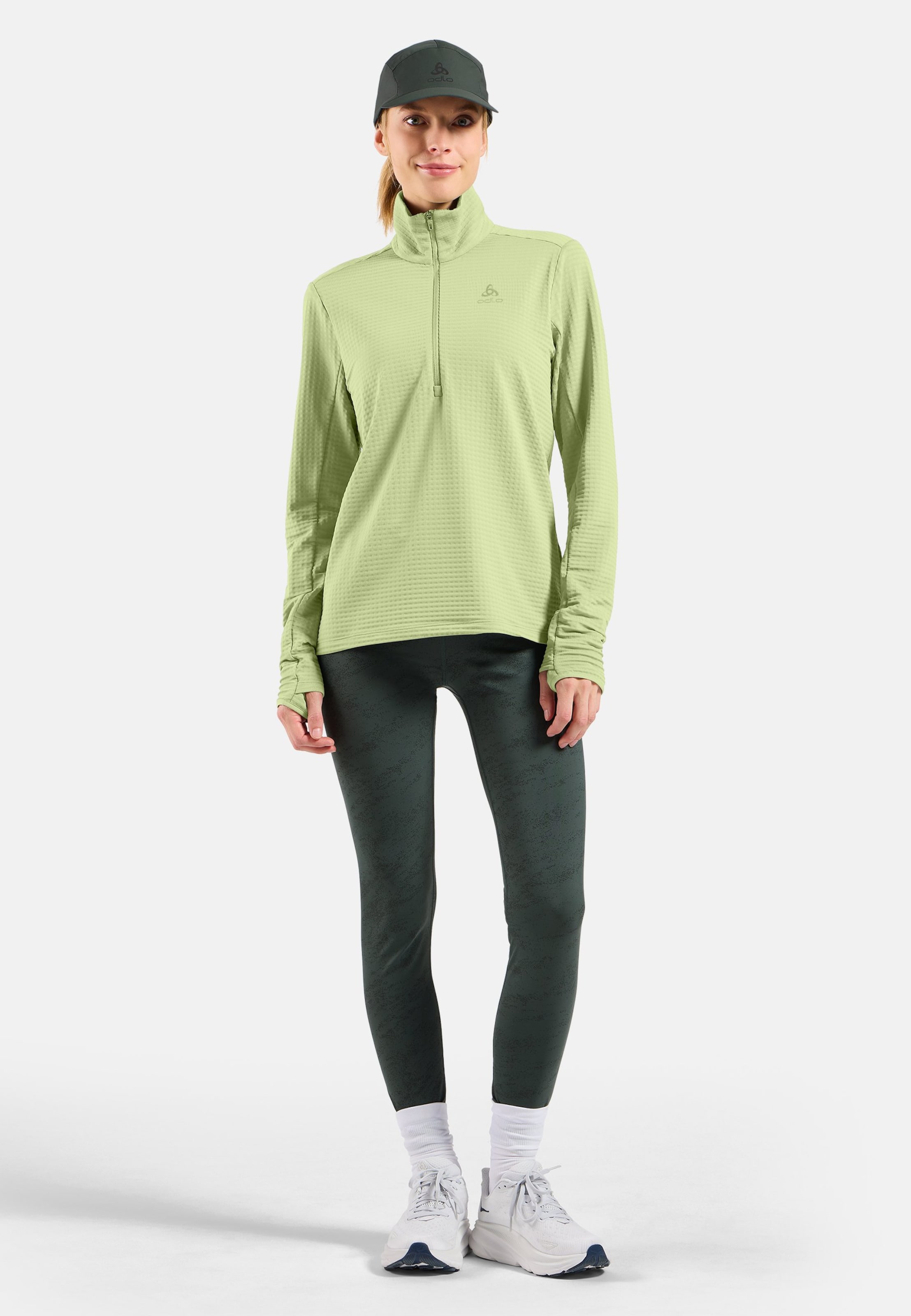 Essentials Thermal Laufshirt mit Halbreissverschluss in shadow lime